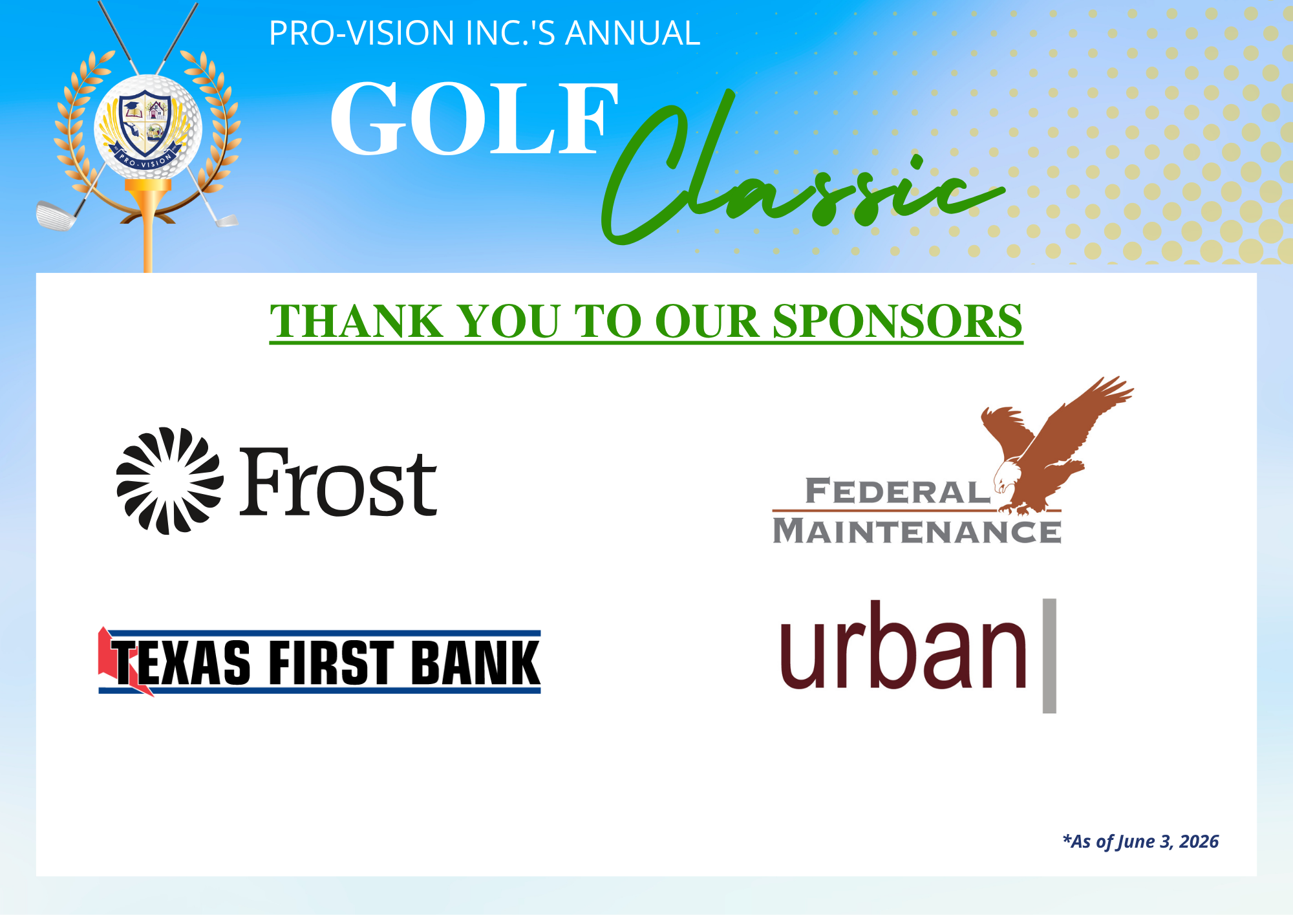 2026 Golf Sponsors June 5