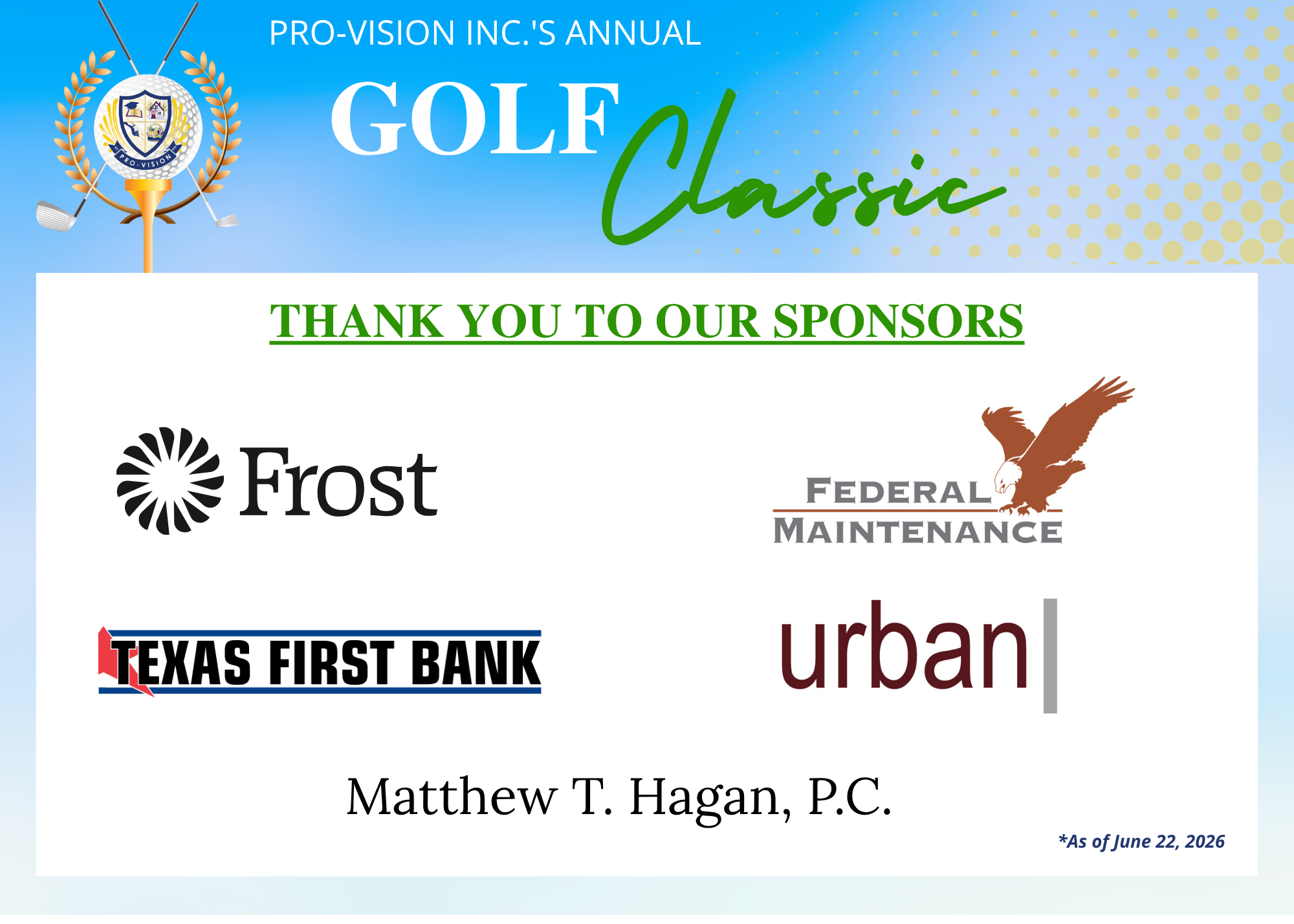2026 Golf Sponsors June 22