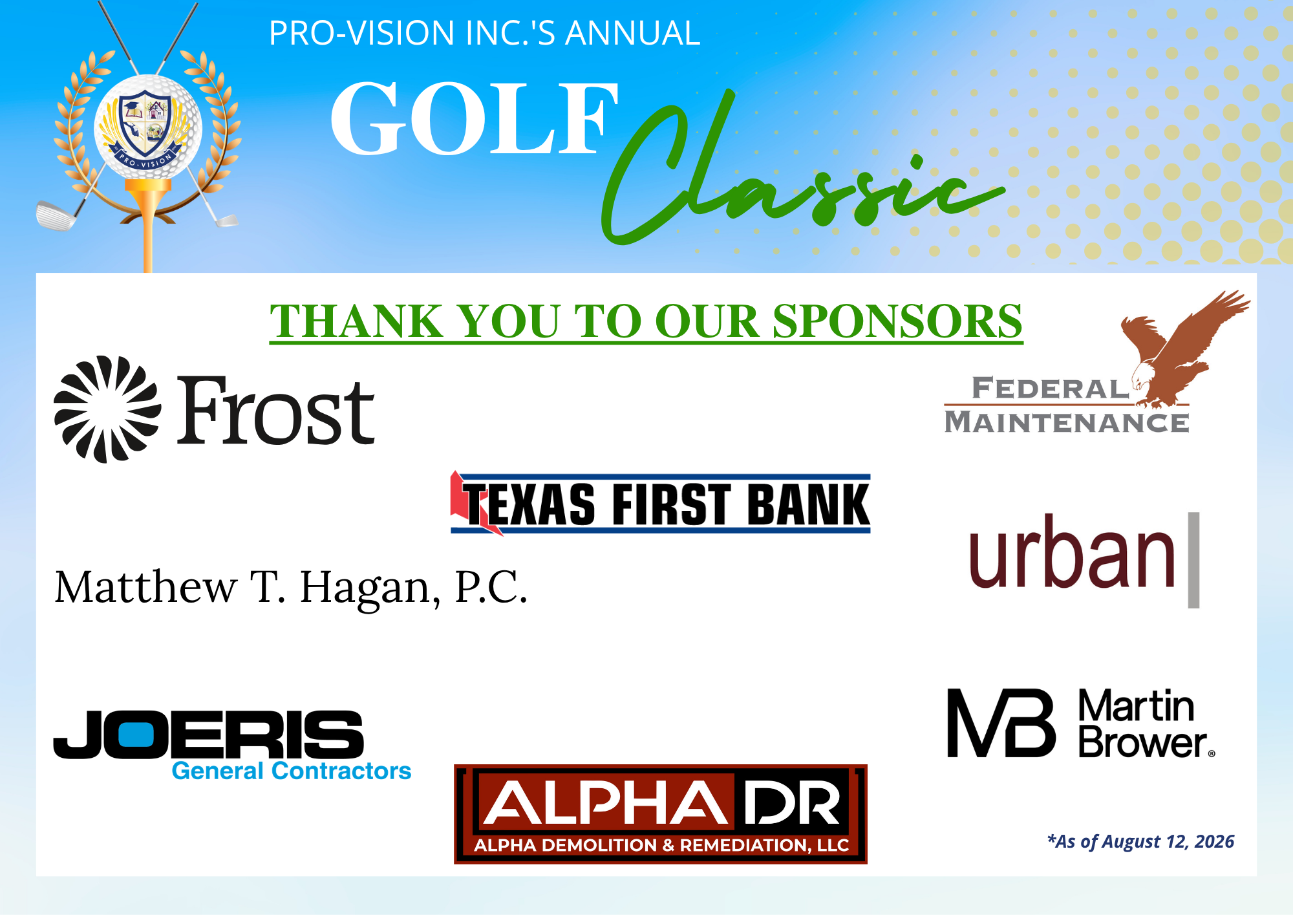 2026 Golf Sponsors