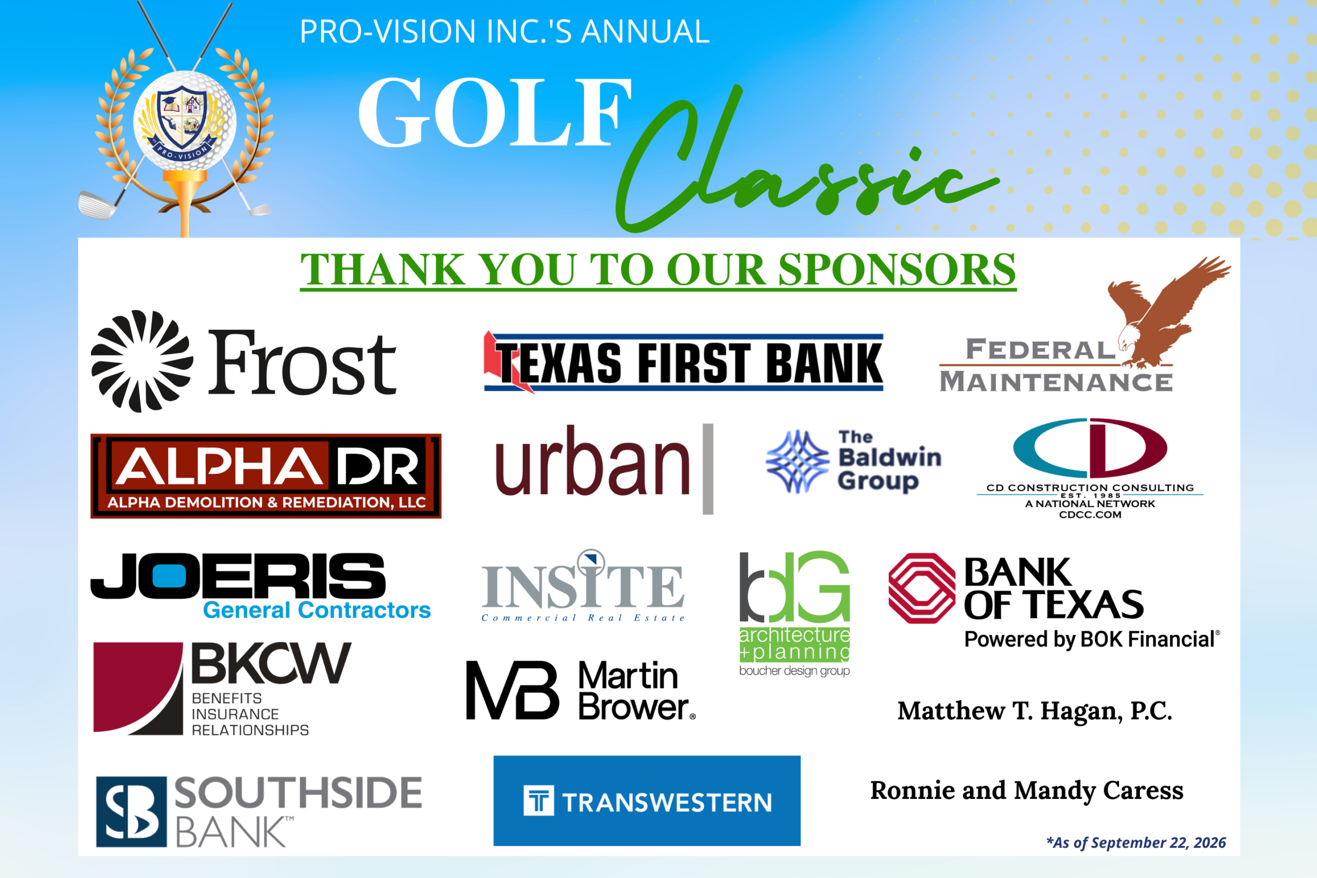 2026 Golf Sponsors (30 x 20 in)